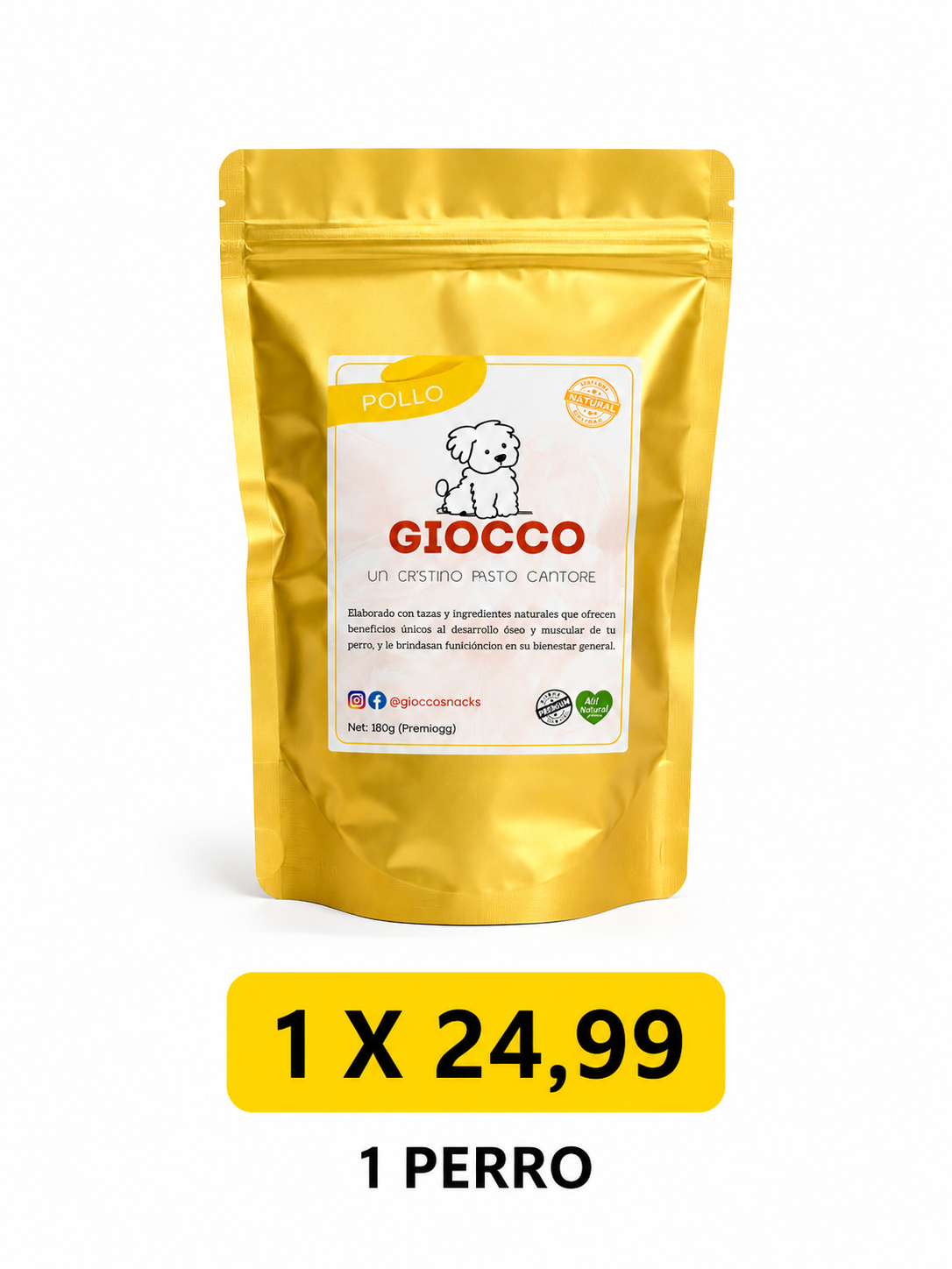 GIOCCO Treats Digestive - Premios Prebióticos para Perros sabor Pollo 180g
